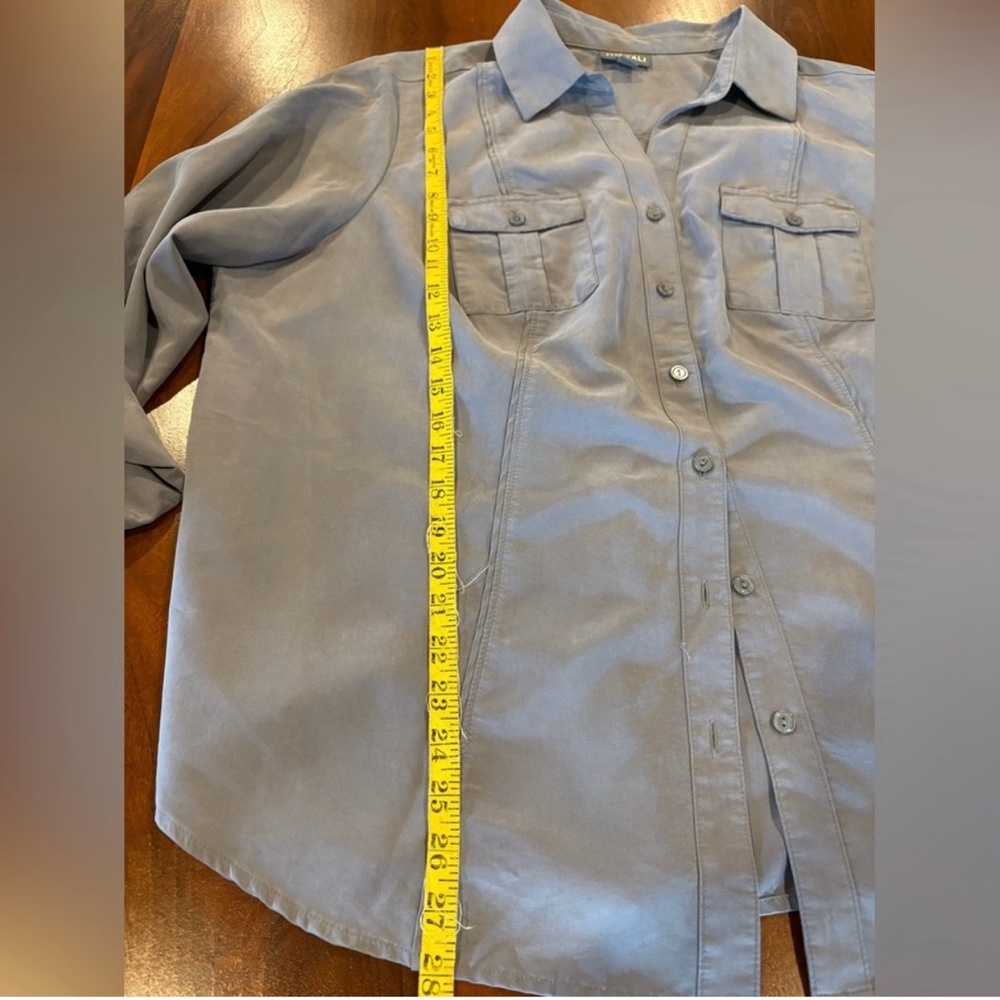 Gray Button-Up Shirt with Tie Front - Picture 7 of 7